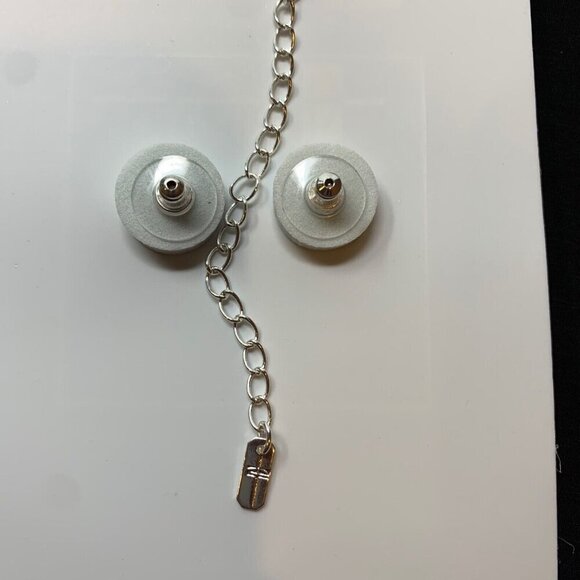 CHRISTINA Necklace Earring Jewelry Set White PEARL ILLUSION Party Gift Prom Adju - Picture 10 of 10